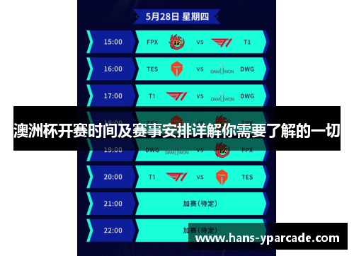 澳洲杯开赛时间及赛事安排详解你需要了解的一切